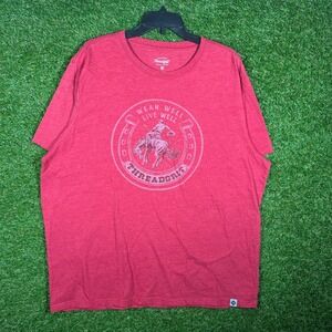 Threadgrit Mens XXL Heather Red Western Bronco Graphic Tee Shirt 2555